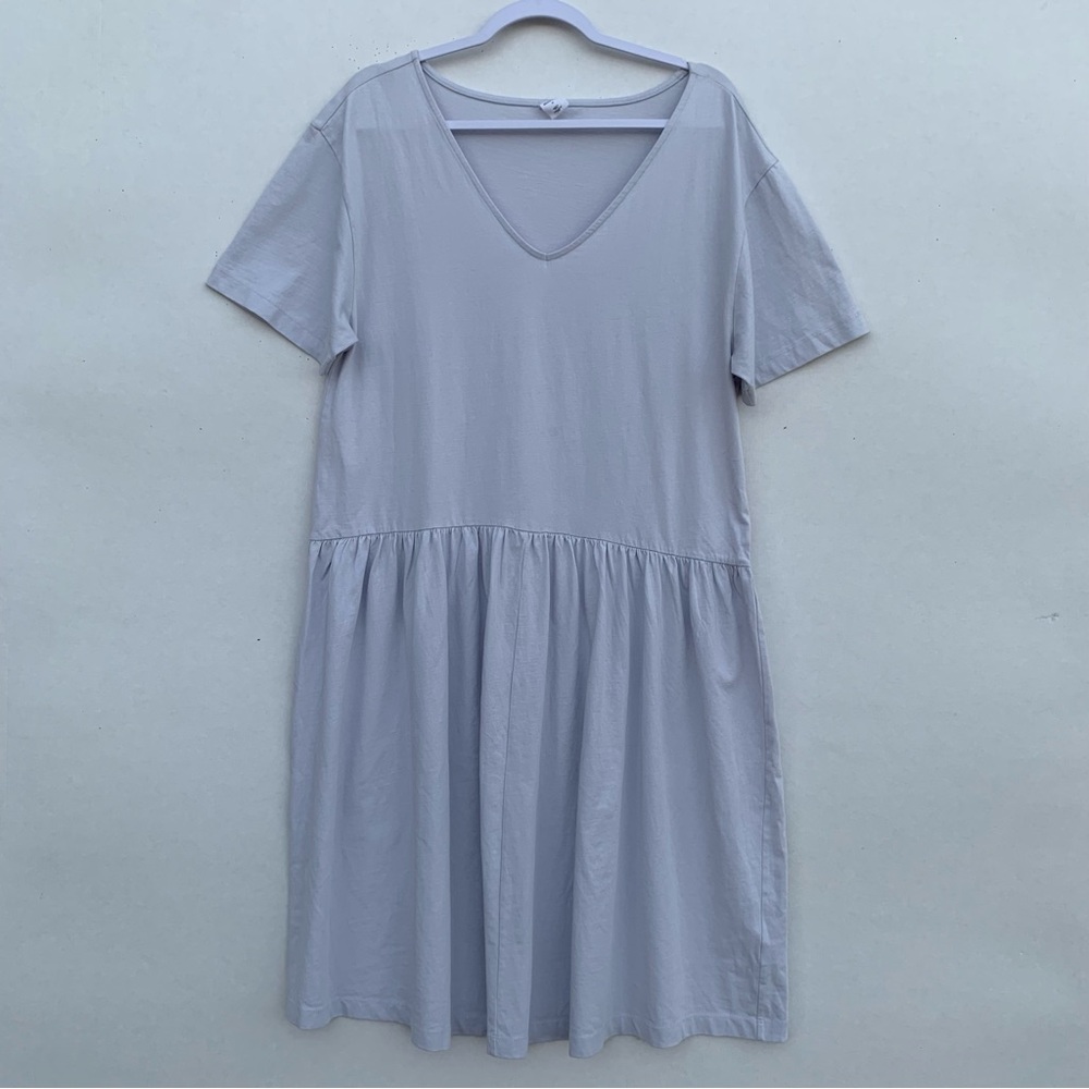 Melrose and Market Organic Cotton Seamed T-Shirt Dress In Blue Ice Womens Sz M